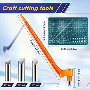 17 Pieces Craft Cutting Tools 360 Degree Rotating Blades Stainless Steel Craft Knives with Replacement Heads Cutting Mat Steel Ruler for DIY Crafts Stencils Scrapbooks (Fresh Colors)