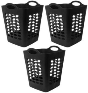 3 packs of great mainstays flexible black laundry hamper, great laundry basket 20" (3-pack)