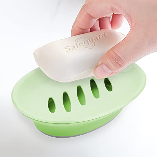 KUFUNG Soap Tray, Soap Dish, Soap Case Holder for Bathroom Shower Waterfall Drainer Kitchen, Keep Soap Dry & Easy to Clean (Mint Green, Plastic)