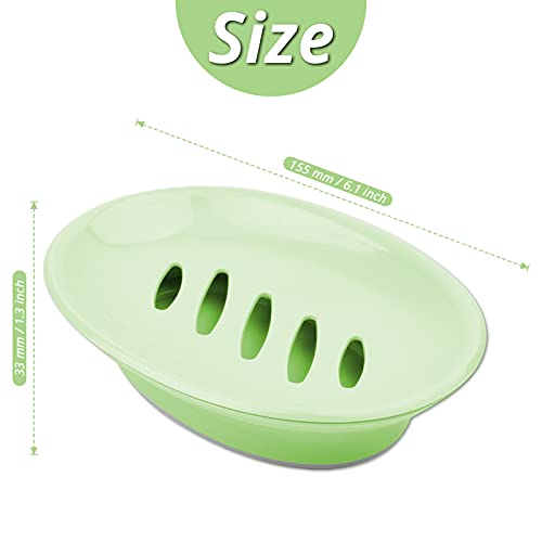 KUFUNG Soap Tray, Soap Dish, Soap Case Holder for Bathroom Shower Waterfall Drainer Kitchen, Keep Soap Dry & Easy to Clean (Mint Green, Plastic)