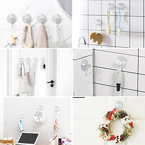 Elegear Wreath Suction Cup Hooks, Heavy Duty Suction Hooks Hold up to 11LB, 2 Pack Reusable & Waterproof & Clear Shower Hooks, Towel Hanger Kitchen Bathroom Hook for Loofah Wreath Bags Bathrobes