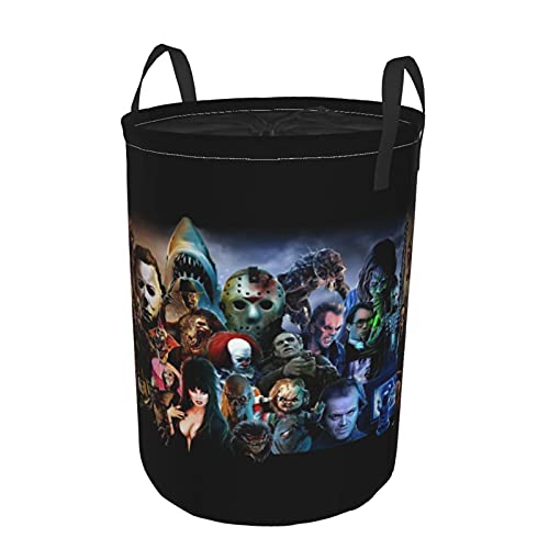 6637 Storage Basket,Classic Horror Movies,Drawstring Collapsible Large Laundry Hamper with Handles for Toy Home Office 19"X14"