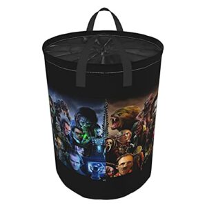 6637 Storage Basket,Classic Horror Movies,Drawstring Collapsible Large Laundry Hamper with Handles for Toy Home Office 19"X14"