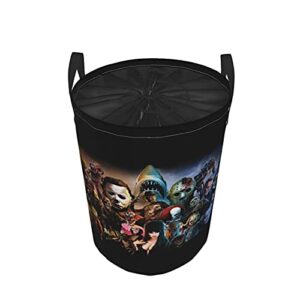 6637 Storage Basket,Classic Horror Movies,Drawstring Collapsible Large Laundry Hamper with Handles for Toy Home Office 19"X14"