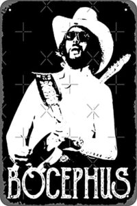 bocephus - hank williams jr - white stencil poster 12" x 8" vintage metal tin sign home decor garage man cave wall art