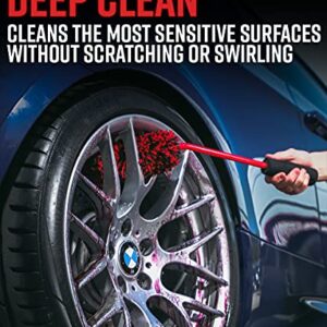 Adam's Angled Wheel Detailing Brush - Car Cleaning Wheel Brush | Use W/Wheel Cleaner, Rim Cleaner, Chrome Cleaner | Car Wash Brush Cleans Brake Dust from Barrels & Hard to Reach Areas (Small)