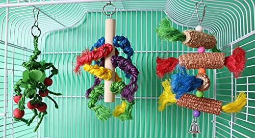 通用 3 Pieces Bird Parrot Toys, Bird Toys Parrot chew Toys, Climbing Toys, Bird Toys for Small Parrots, Cockatoos, Finches, Budgies, Lovebirds.