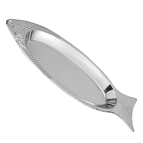 DOITOOL Fish Serving Platter Fish Shaped Plate Stainless Steel Fish Dish Metal Food Serving Trays for Meat Appetizers Dessert Fish