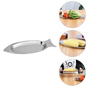 DOITOOL Fish Serving Platter Fish Shaped Plate Stainless Steel Fish Dish Metal Food Serving Trays for Meat Appetizers Dessert Fish