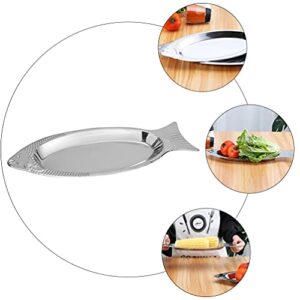 DOITOOL Fish Serving Platter Fish Shaped Plate Stainless Steel Fish Dish Metal Food Serving Trays for Meat Appetizers Dessert Fish