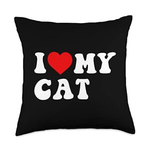 i love my cat gifts i love my cat throw pillow, 18x18, multicolor