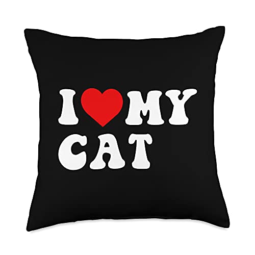 I Love My Cat Gifts I Love My Cat Throw Pillow, 18x18, Multicolor