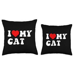 I Love My Cat Gifts I Love My Cat Throw Pillow, 18x18, Multicolor