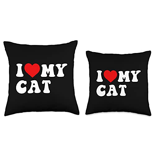 I Love My Cat Gifts I Love My Cat Throw Pillow, 18x18, Multicolor