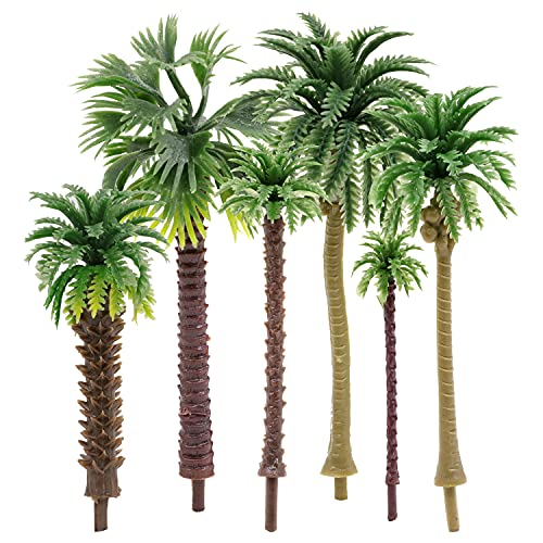 Darovly 30Pcs Palm Model Trees 1.97-3.54 inch (5-9cm) Green Palm Train Model Trees Diorama Scenery for Miniature Landscape Model Train Railways Building Decoration