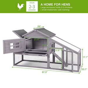 Outdoor Rabbit Hutch UV Roof Wooden Bunny Cage Large Duck House Chicken Coop with Run-Leak Proof Plastic Tray