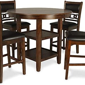 New Classic Furniture Gia 5-Piece Counter Dining Table Set, 42.25-Inch, Brown