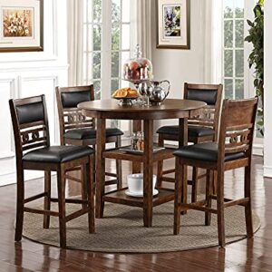 New Classic Furniture Gia 5-Piece Counter Dining Table Set, 42.25-Inch, Brown