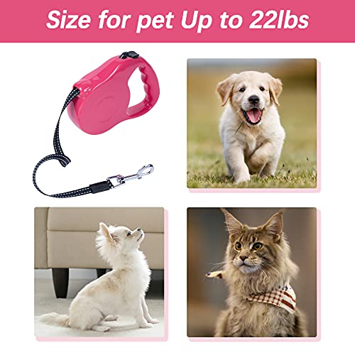 [Upgraded Version] Dunhuang Retractable Dog Leash for X-Small/Small/Medium Dogs, Pet Walking Leash with Anti-Slip Handle, 10/16 ft Strong Nylon Tape, Tangle-Free, One-Handed Lock & Release