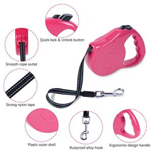 [Upgraded Version] Dunhuang Retractable Dog Leash for X-Small/Small/Medium Dogs, Pet Walking Leash with Anti-Slip Handle, 10/16 ft Strong Nylon Tape, Tangle-Free, One-Handed Lock & Release