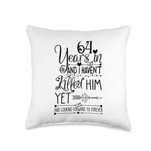 64th wedding anniversary women outfits shop 64th wedding anniversary for her & wife 64 years of marriage throw pillow, 16x16, multicolor