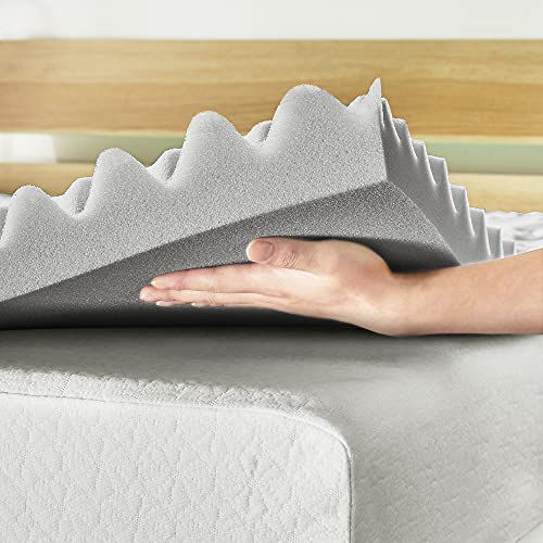 Best Price Mattress 3 Inch 5-Zone Memory Foam Mattress Topper with Bamboo Infusion and Moisture Control, CertiPUR-US Certified, Twin,Grey