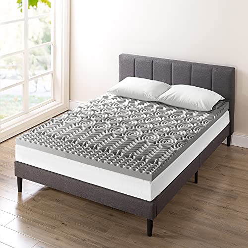 Best Price Mattress 3 Inch 5-Zone Memory Foam Mattress Topper with Bamboo Infusion and Moisture Control, CertiPUR-US Certified, Twin,Grey