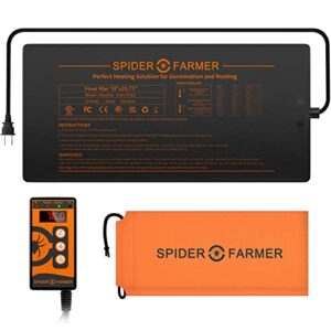 spider farmer seedling heat mat kit 10"x20.75" and digital heating mat thermostat controller combo set waterproof for indoor seeding and germination