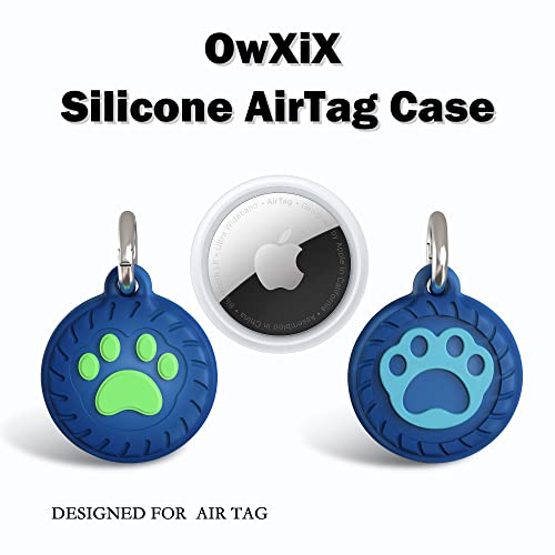 OwXiX Apple AirTag Cases Airtag Keychain Holder for Dog/Cat,Anti-Scratch Skin Cover&Water Resistant Silicone Protective Case for AirTag GPS Tracking with Keychain(2 Pack)