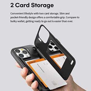 GOOSPERY Magnetic Door Bumper Compatible with iPhone 13 Pro Case, Card Holder Wallet Case, Easy Magnet Auto Closing Protective Dual Layer Sturdy Phone Back Cover - Black