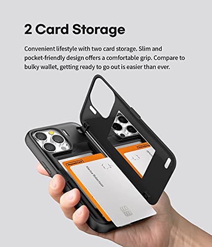 GOOSPERY Magnetic Door Bumper Compatible with iPhone 13 Pro Case, Card Holder Wallet Case, Easy Magnet Auto Closing Protective Dual Layer Sturdy Phone Back Cover - Black