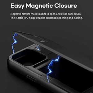 GOOSPERY Magnetic Door Bumper Compatible with iPhone 13 Pro Case, Card Holder Wallet Case, Easy Magnet Auto Closing Protective Dual Layer Sturdy Phone Back Cover - Black