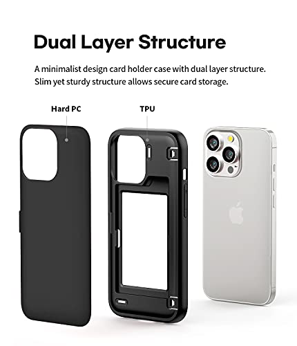 GOOSPERY Magnetic Door Bumper Compatible with iPhone 13 Pro Case, Card Holder Wallet Case, Easy Magnet Auto Closing Protective Dual Layer Sturdy Phone Back Cover - Black