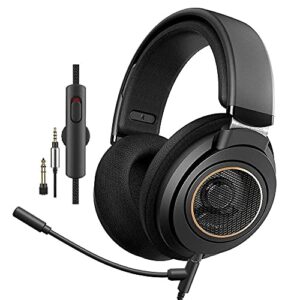 philips audio shp9600mb wired headphones with microphone -over-ear open-back headset, 50 mm neodymium drivers (shp9600mb) - black (renewed)