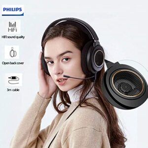 Philips Audio SHP9600MB Wired Headphones with Microphone -Over-Ear Open-Back Headset, 50 mm Neodymium Drivers (SHP9600MB) - Black (Renewed)
