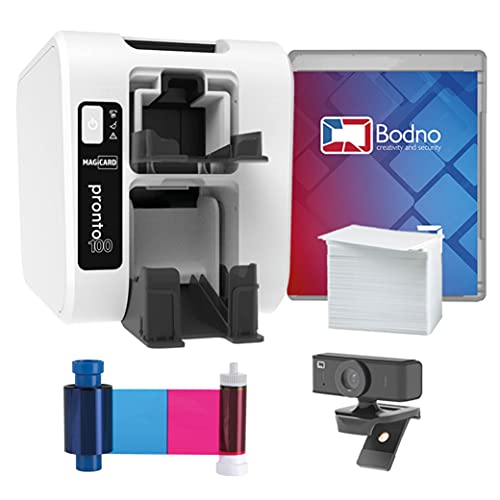 Magicard Pronto 100 ID Card Printer & Complete Supplies Package with Bodno ID Software and Camera - Bronze Edition