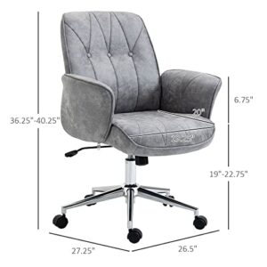 Vinsetto Micro Fiber Home Office Chair with Adjustable Height, Rock Function, and Curved Padded Armrests, Light Grey