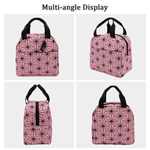 Lopbraa Large Lunch Bags for Women and Men Teen Tote Insulated Reusable Anime Thermal Lunch Box Picnic Travel for School Office Work, Pink