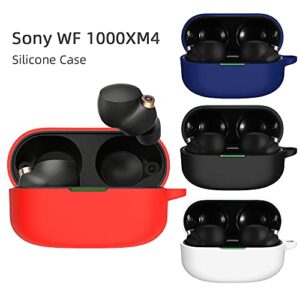 Maidea Case for Sony WF-1000XM4 , Waterproof Case Cover Shockproof Protective Skin Silicone Case with Keychain for Sony WF-1000XM4 Wireless Earbud Headphones (Black)