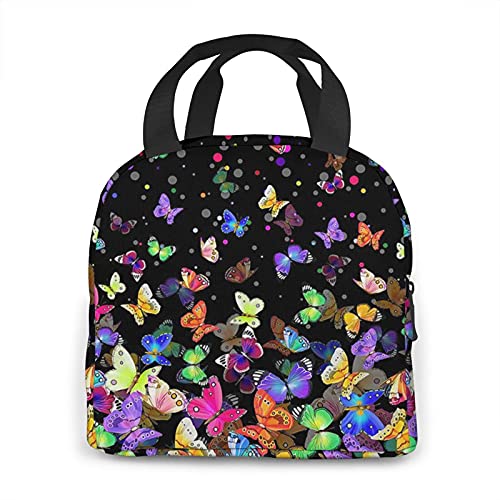 TTLIVEVIP Cute Butterfly Lunch Bag for Women, Kids Insulated Lunch Box Reusable Lunch Cooler Tote Bag Thermal Lunchbag for School Work Picnic, Colorful