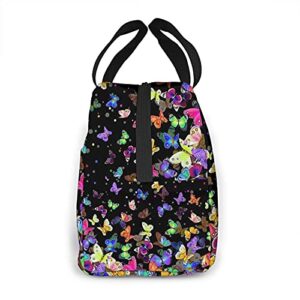 TTLIVEVIP Cute Butterfly Lunch Bag for Women, Kids Insulated Lunch Box Reusable Lunch Cooler Tote Bag Thermal Lunchbag for School Work Picnic, Colorful