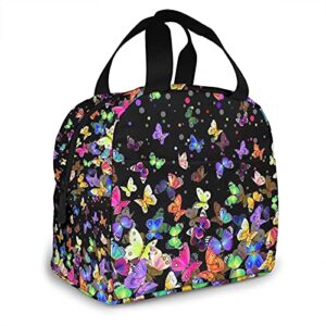 TTLIVEVIP Cute Butterfly Lunch Bag for Women, Kids Insulated Lunch Box Reusable Lunch Cooler Tote Bag Thermal Lunchbag for School Work Picnic, Colorful