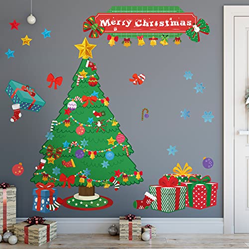 71 Pieces Christmas Classroom Bulletin Board Decor Christmas Tree Poster Merry Christmas Banner Christmas Tree Candy Canes Star Bell Snowflake Presents Christmas Stocking Christmas Ball Bows Cutouts