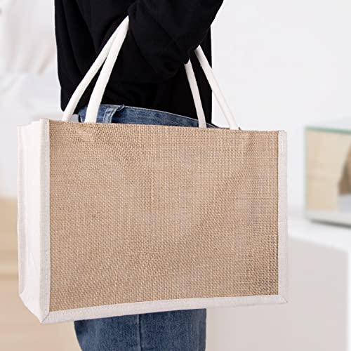 TOPTIE 6 PCS Jute Tote Bags Reusable Burlap Grocery Shopping Bags Bridesmaid Wedding Gift Bag