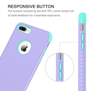 BENTOBEN iPhone 8 Plus Case, iPhone 7 Plus Case, 2 in 1 Slim Hybrid Shockproof Hard PC Bumper Rugged Drop Protective Phone Case Cover for iPhone 8 Plus / 7 Plus 5.5 inch, Purple/Green