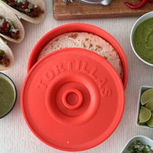 Tortilla Warmer Red - Tortilla Holder for Keeping Tortillas Warm - Microwavable Tortilla Keeper for Taco Tuesday - Tortilla Storage Container - Mexican Taco Tortillas - 8,5 Inch