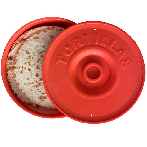 Tortilla Warmer Red - Tortilla Holder for Keeping Tortillas Warm - Microwavable Tortilla Keeper for Taco Tuesday - Tortilla Storage Container - Mexican Taco Tortillas - 8,5 Inch