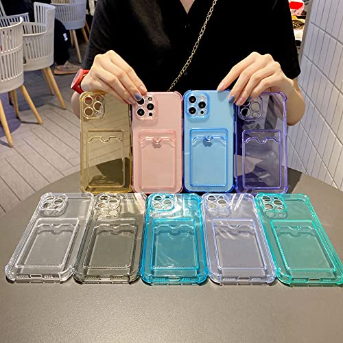 Tuokiou Clear Wallet Phone Case for iPhone 12 Pro Max Upgrade Card Slot Case Slim Fit Protective Soft TPU Shockproof Cover with Cute Card Holder for Apple iPhone 12 Pro Max 6.7 inch (2020) (Green)