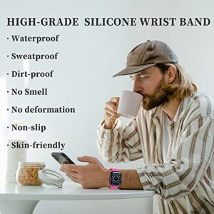 Upgrade Bands Compatible with Apple Watch Band 42mm 44mm 45mm for Women Men-Soft Silicone Replacement Sport Watch Strap for iWatch SE Series 7 6 5 4 3 2 1-Wristband