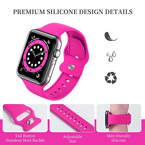 Upgrade Bands Compatible with Apple Watch Band 42mm 44mm 45mm for Women Men-Soft Silicone Replacement Sport Watch Strap for iWatch SE Series 7 6 5 4 3 2 1-Wristband